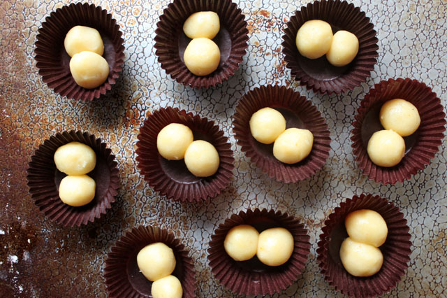 orange dough balls in paper