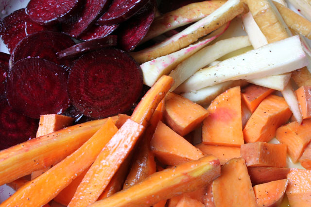 sliced raw root vegetables analogous