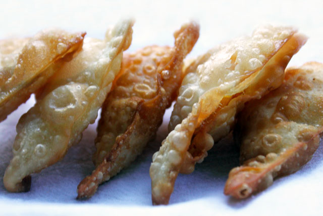 wonton fried peach whiskey