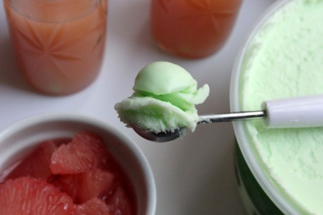 lime sherbet scoop pink grapefruit