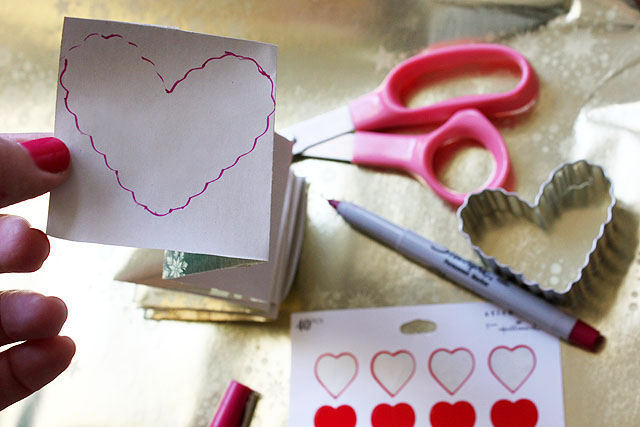 3 wrapping paper heart accordion stencil