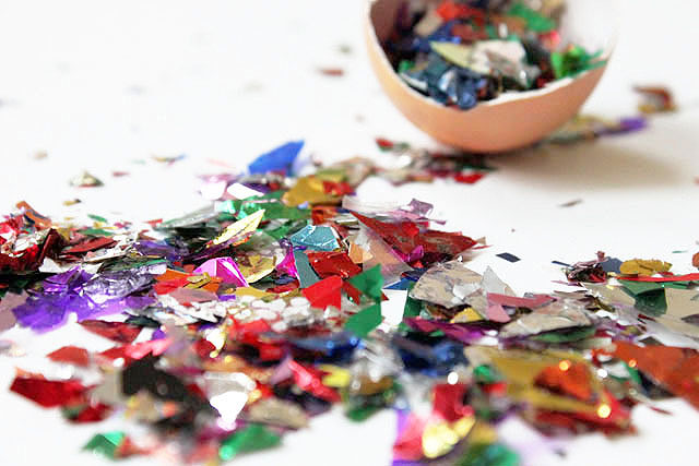 confetti spilling out from broken egg