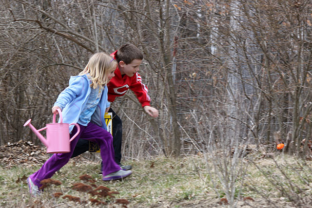 racing toward the orange egg