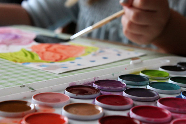 watercolor at the table