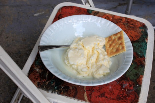 9 homemade ice cream with saltine in bowl