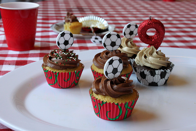9 soccer ball cupcakes left
